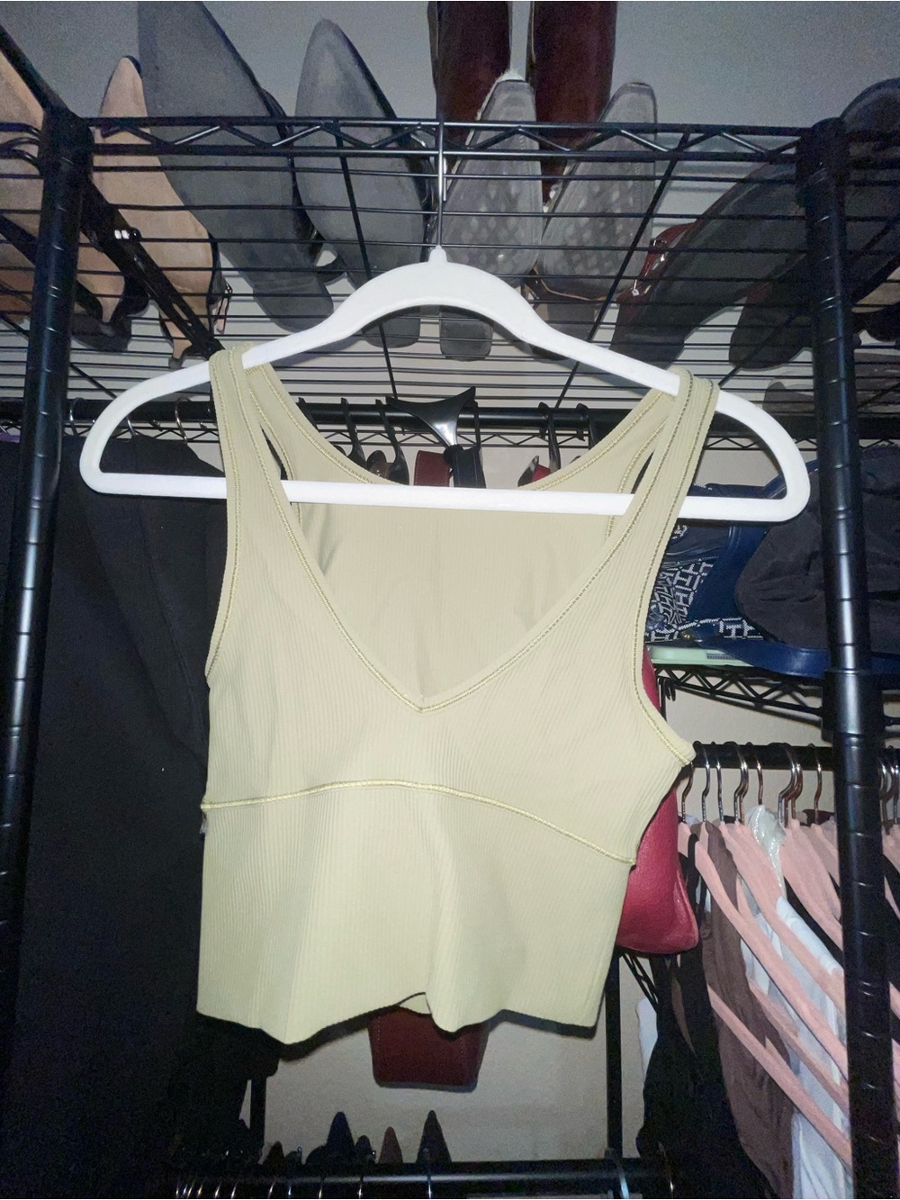 Women’s Ribbed V-Neck Crop Tank Top - Olive
